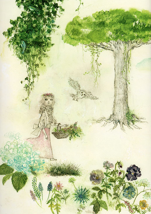 『詩とファンタジー』33号、長浜雅美さんの詩「訪問者」の挿絵